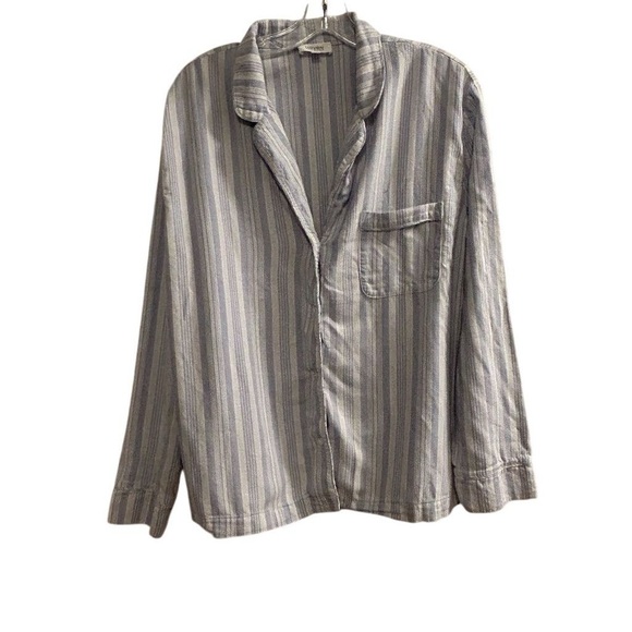 Haven Well Within Women's Striped Pajama Set XL Blue White Organic Cotton - Picture 2 of 14